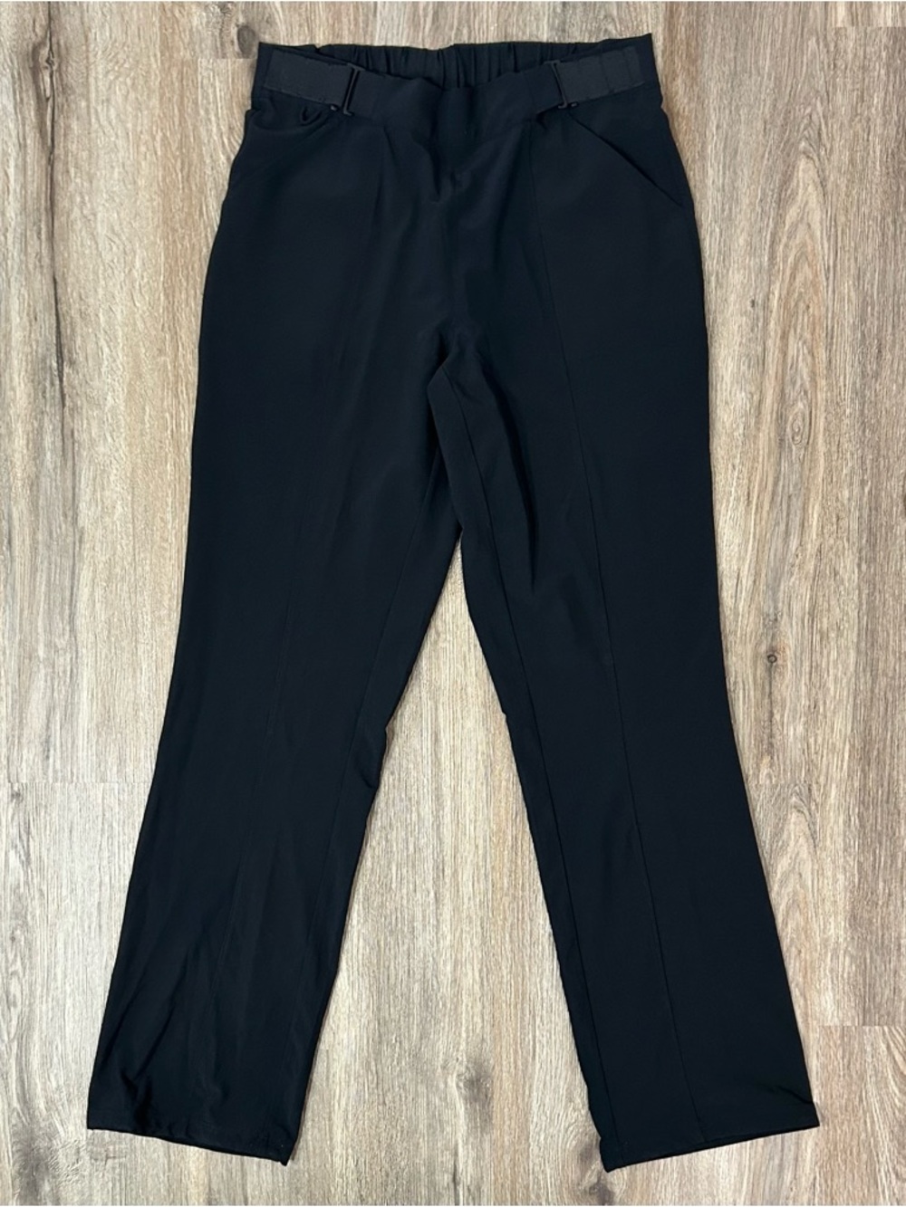 Betabrand | Black Adjustable Waist Straight Leg Utility Pants